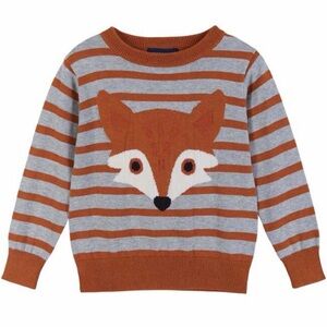 Andy & Evan Fox Knit Sweater Boys Size 7 Striped Orange Graphic Pullover